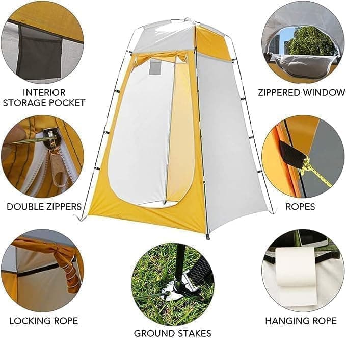 Pop-up Tent Changing Room 120x120x190 cm, Foldable Outdoor Camping Shelter with Inner Pocket, Multicolored