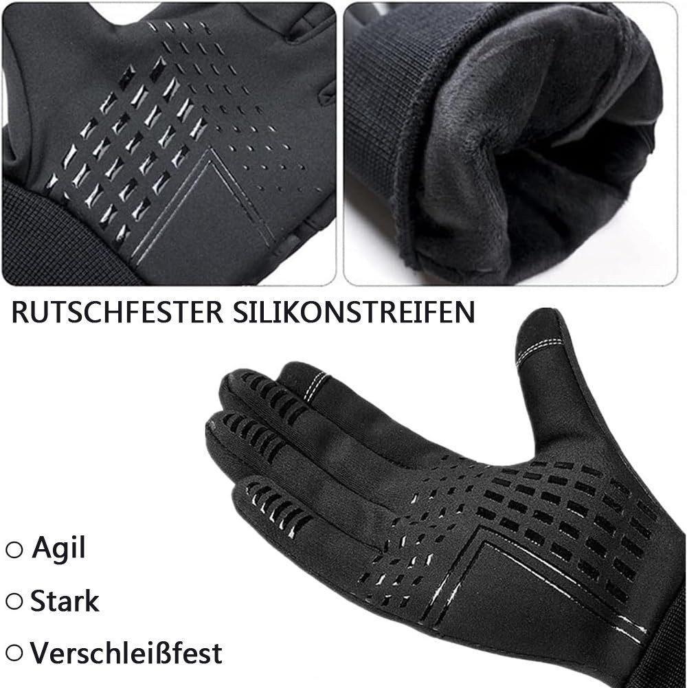 Unisex waterproof cycling gloves with touch screen function, anti-slip, wind and heat insulating, winter warm sports gloves, L