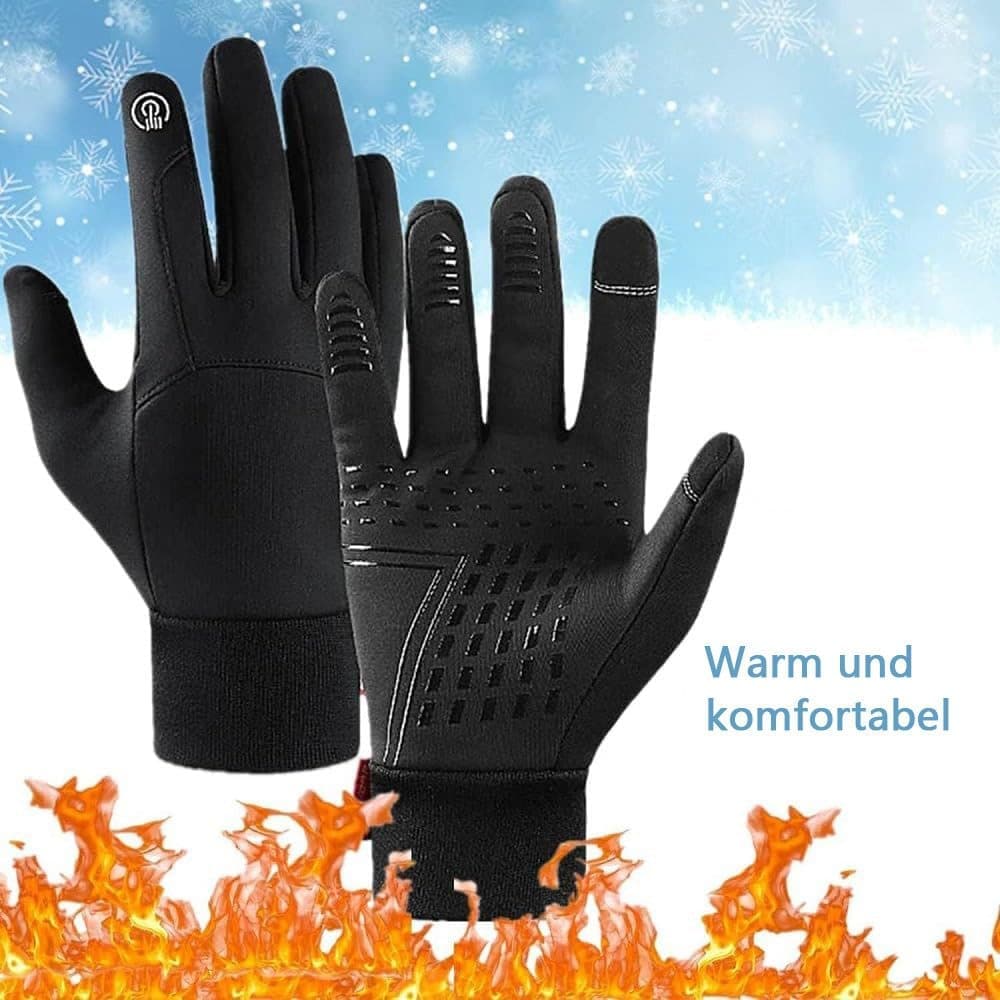 Unisex waterproof cycling gloves with touch screen function, anti-slip, wind and heat insulating, winter warm sports gloves, L