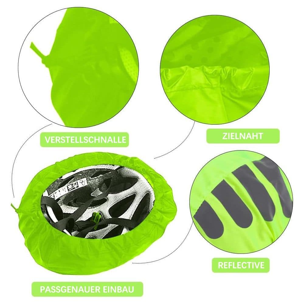 Reflective Bicycle Helmet Cover, Water and Wind Resistant Rain Cover, Green