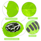 Reflective Bicycle Helmet Cover, Water and Wind Resistant Rain Cover, Green