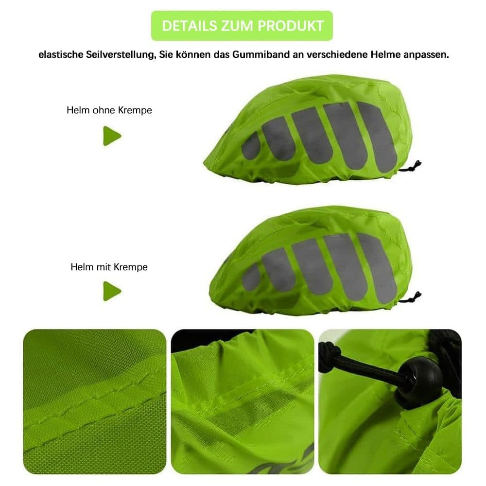 Reflective Bicycle Helmet Cover, Water and Wind Resistant Rain Cover, Green
