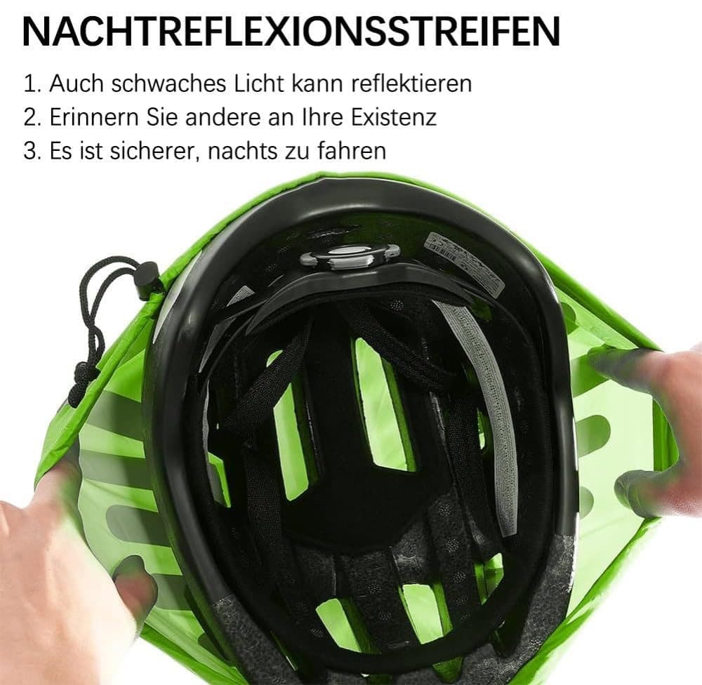 Reflective Bicycle Helmet Cover, Water and Wind Resistant Rain Cover, Green