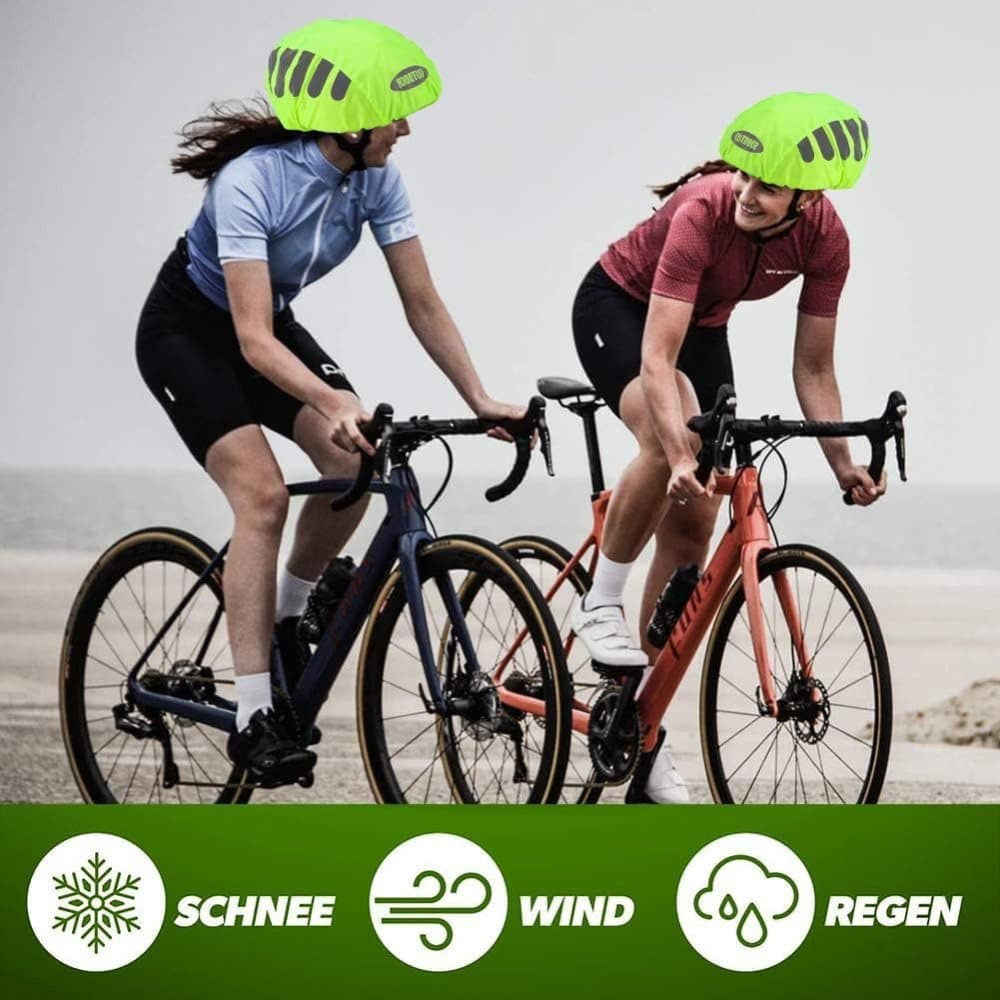 Reflective Bicycle Helmet Cover, Water and Wind Resistant Rain Cover, Green