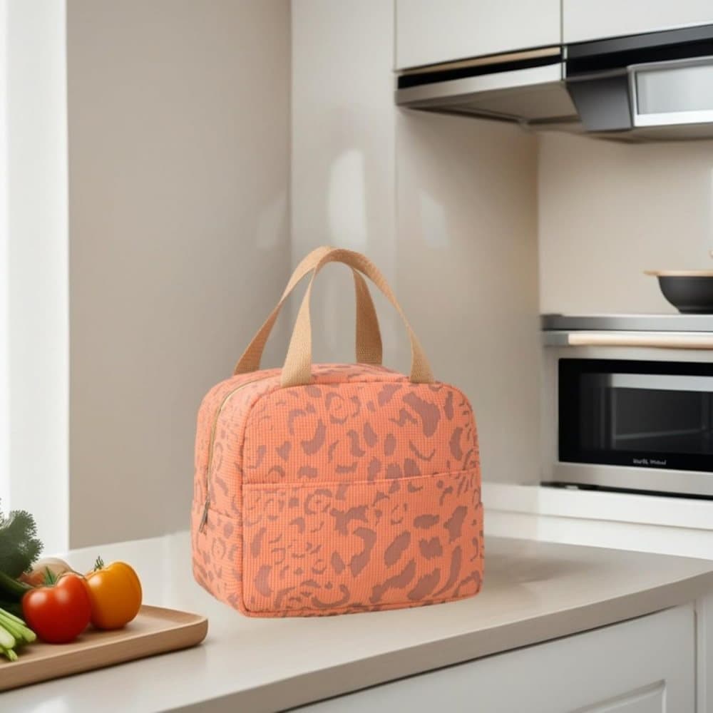 Insulated Lunch Bag Orange, Portable Small Cooler Bag for Food, Reusable for Office Gym Beach Travel, with Handle