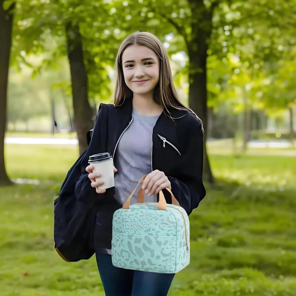 Insulated Lunch Bag Blue, Portable Small Cooler Bag for Food, Reusable for Office Gym Beach Travel