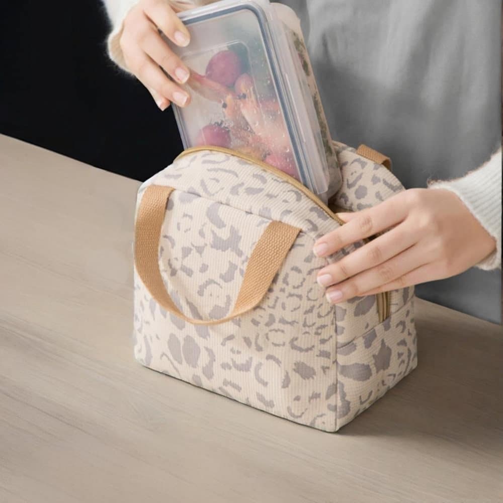 Insulated Lunch Bag Portable Small Reusable Cooler Bag for Food Office Gym Beach Travel, White
