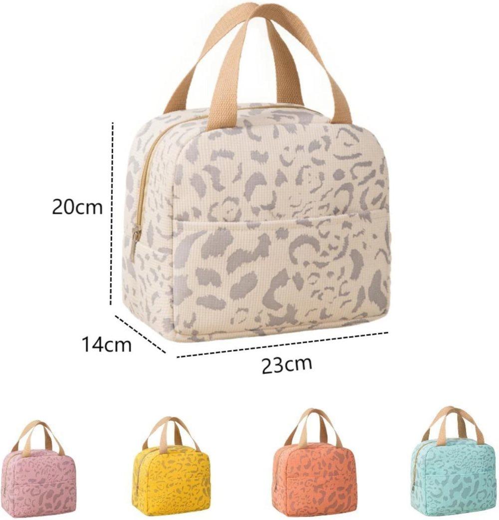 Insulated Lunch Bag Portable Small Reusable Cooler Bag for Food Office Gym Beach Travel, White