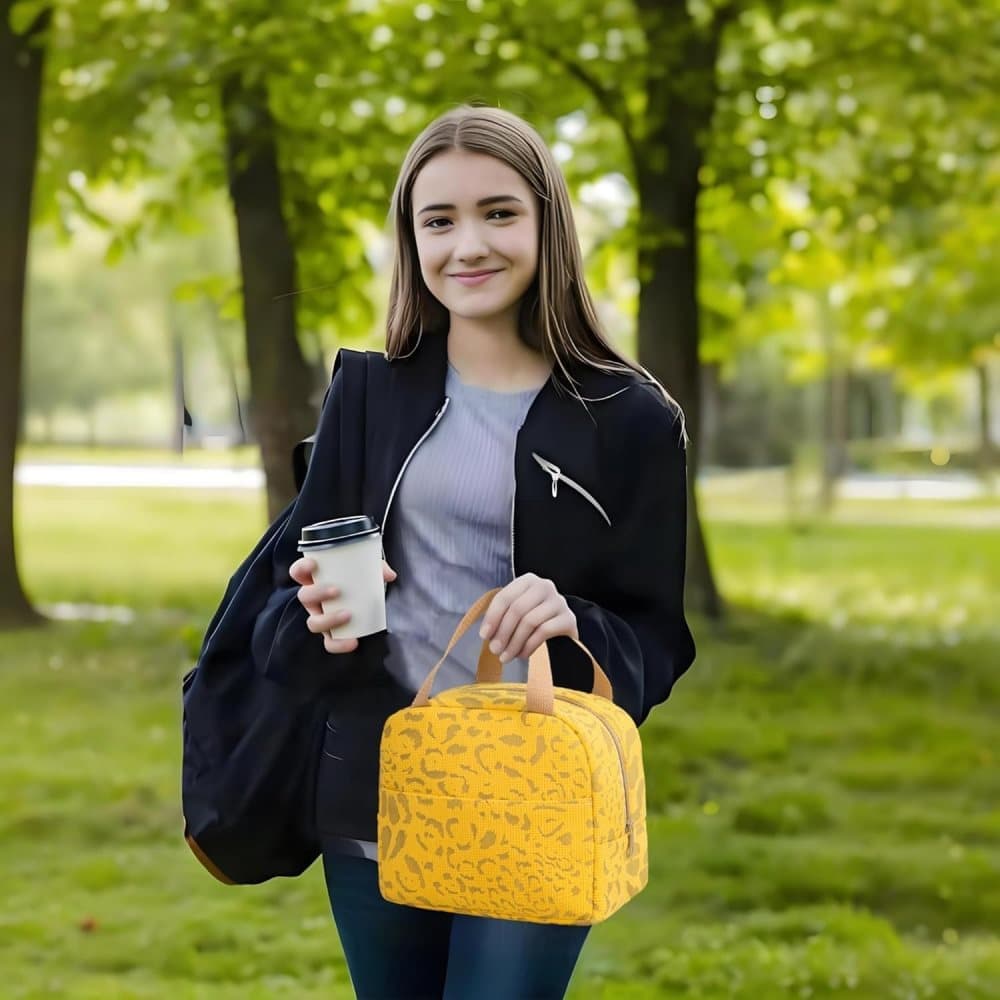 Insulated Lunch Bag Reusable Portable Small Cooler for Food, Office Gym Beach Travel, Yellow