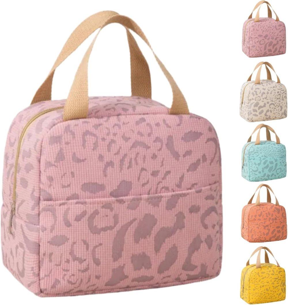 Portable Insulated Lunch Bag Reusable Cooler for Food Office Gym Beach Travel, Pink