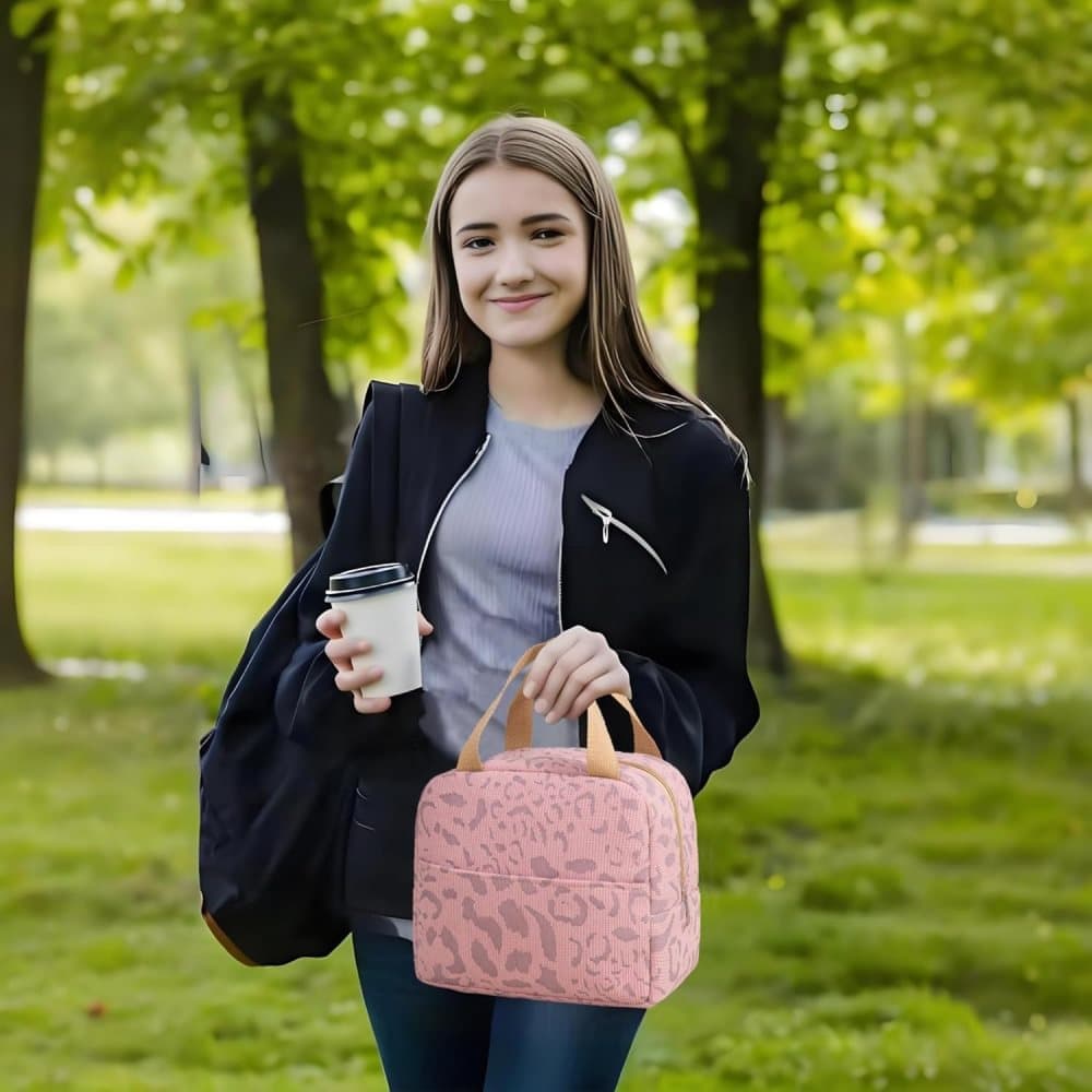 Portable Insulated Lunch Bag Reusable Cooler for Food Office Gym Beach Travel, Pink