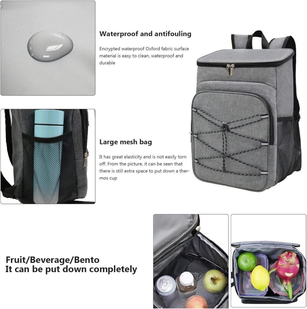 Large Capacity Insulated Backpack Cooler Bag Waterproof for Picnic Camping Lunch Grill, Dark Blue