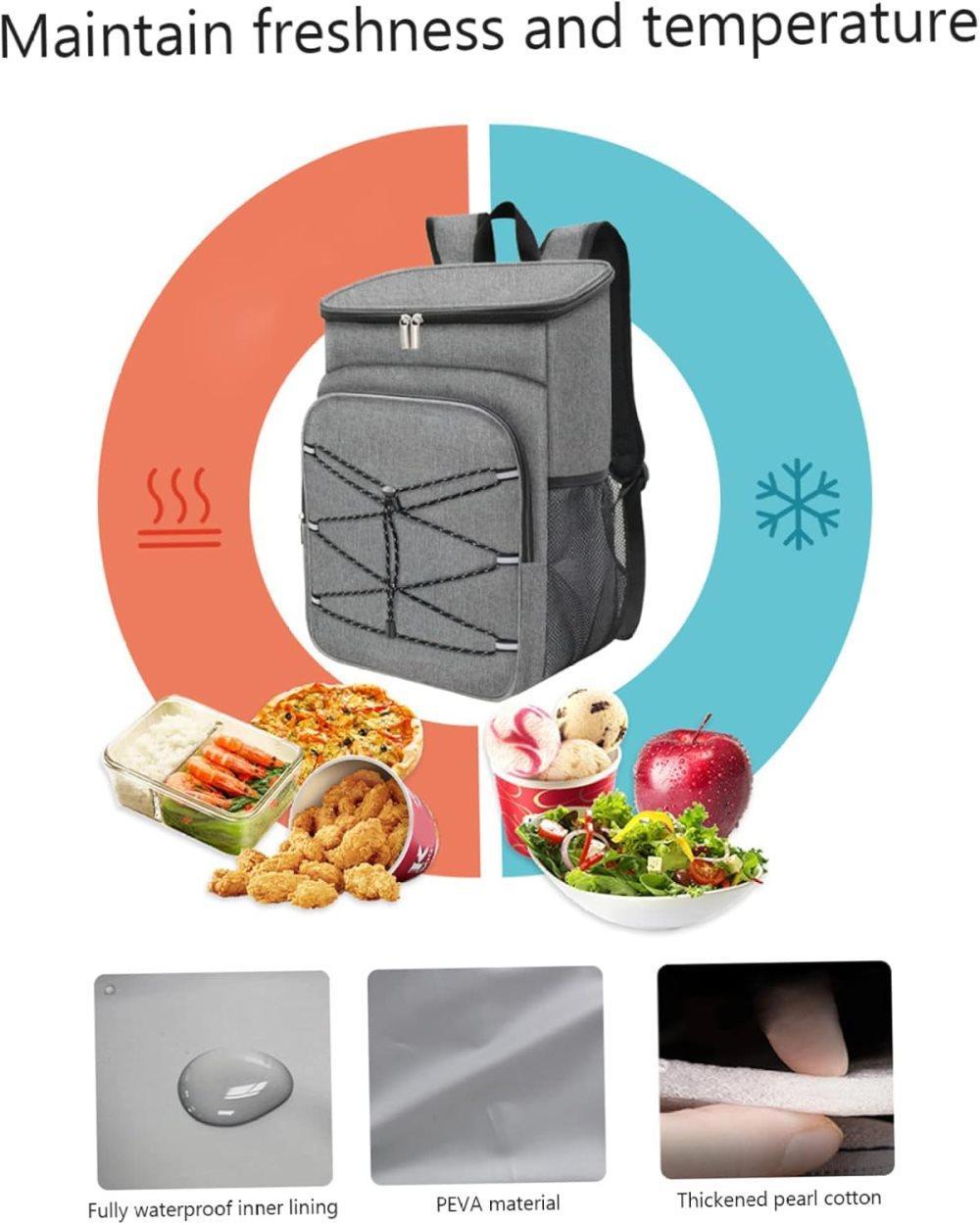 Large Capacity Insulated Backpack Cooler Bag Waterproof for Picnic Camping Lunch Grill, Dark Blue