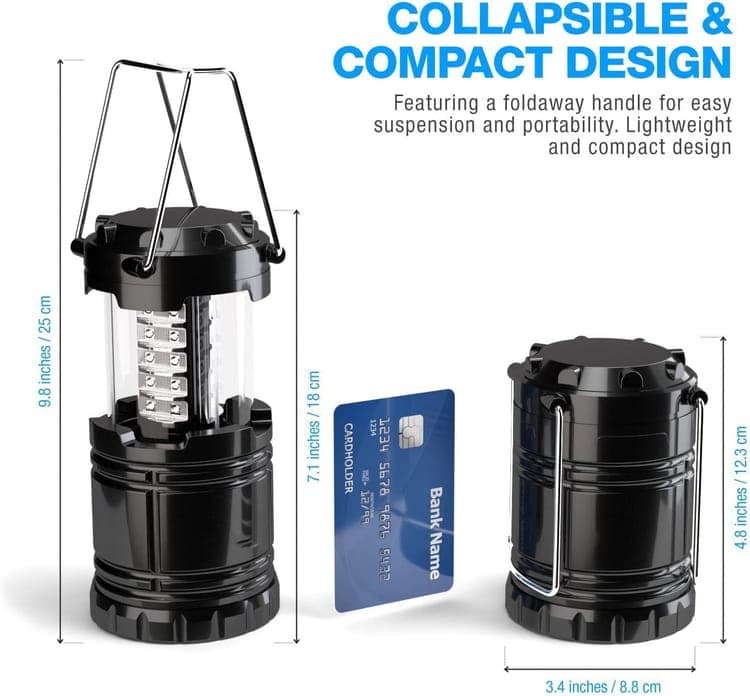 30 LED Camping Lantern, Waterproof Foldable Tent Light with Battery Power