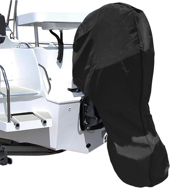 600D Oxford Cloth Outboard Motor Cover, Waterproof UV Resistant Boat Engine Protective Cover for Yacht Fishing Boat（15-20HP）