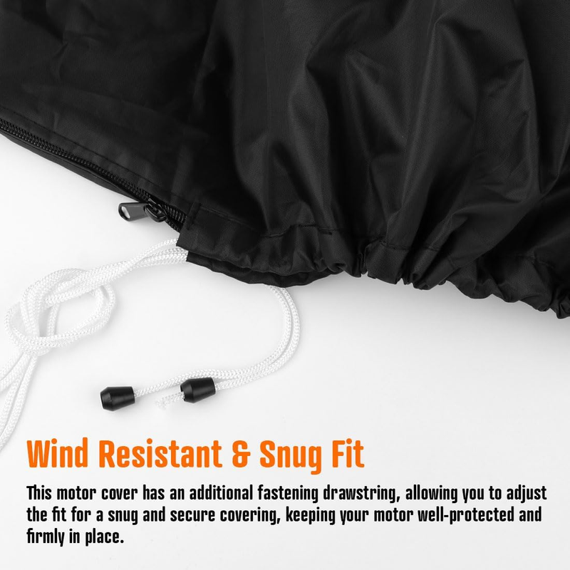 600D Oxford Cloth Outboard Motor Cover, Waterproof UV Resistant Boat Engine Protective Cover for Yacht Fishing Boat（30-60HP）