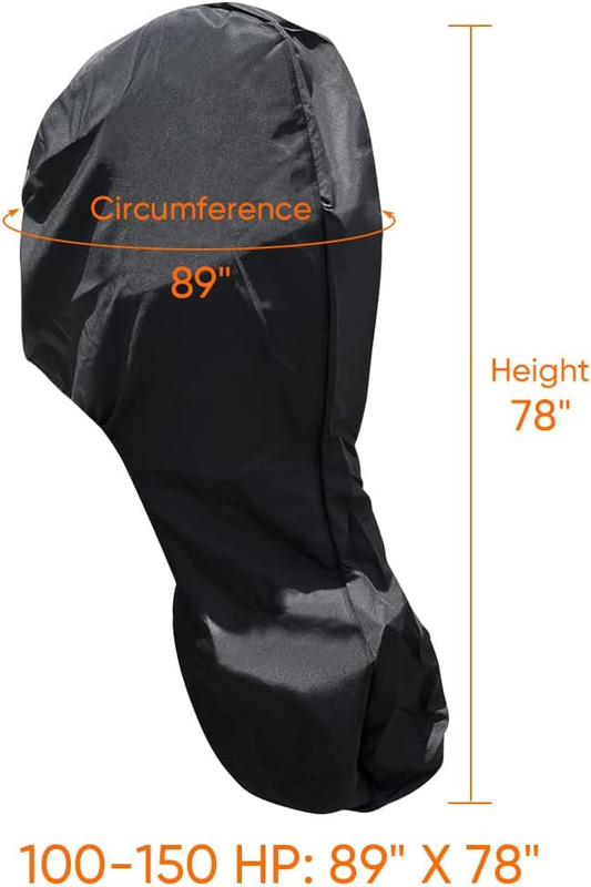 600D Oxford Cloth Outboard Motor Cover, Waterproof UV Resistant Boat Engine Protective Cover for Yacht Fishing Boat（60-100HP）