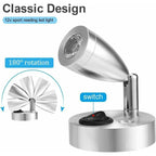 2 Pcs 12V LED Spot Reading Lights 3000K 3W Adjustable Switch Silver