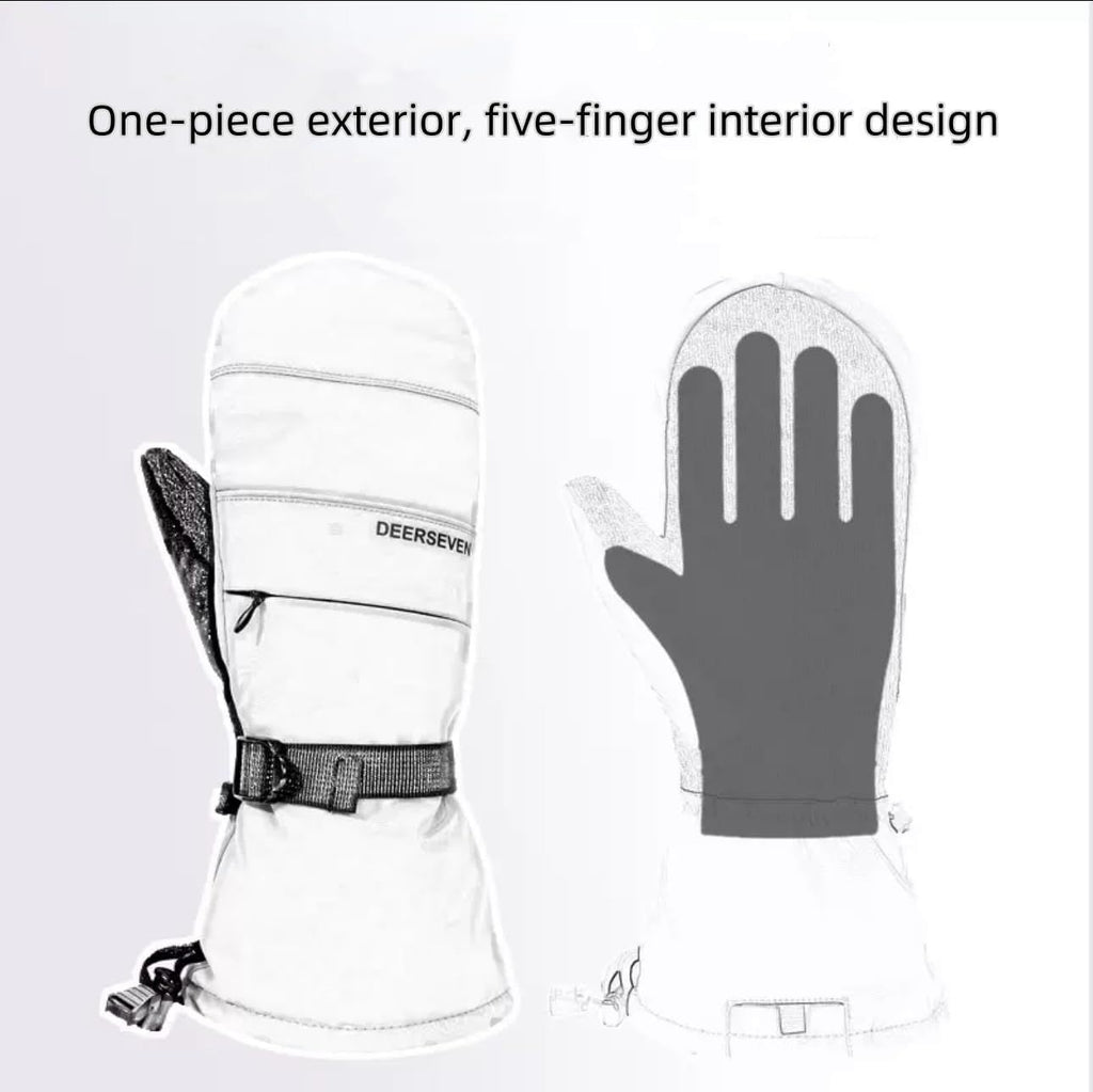 Waterproof Windproof Thermal Winter Gloves - Ski Gloves for Men & Women - Removable Wrist Support - Suitable for Snowboarding, Winter Sports, Cold Weather (Size M, Khaki)