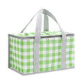 2 Pack Insulated Picnic Lunch Bags, Checkered Thermal Food Storage Totes, Green