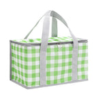 2 Pack Insulated Picnic Lunch Bags, Checkered Thermal Food Storage Totes, Green