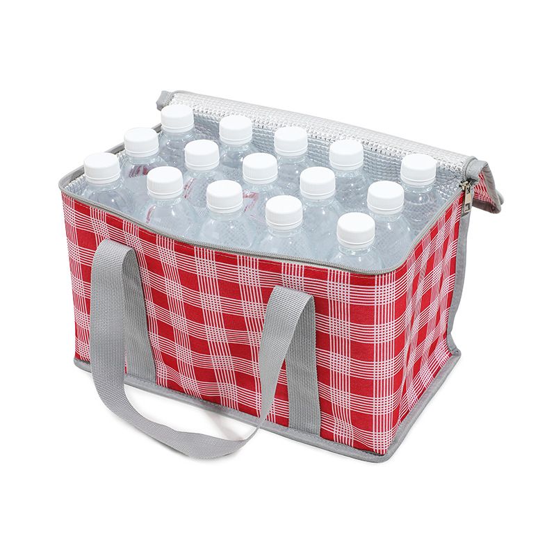 2 Pack Insulated Picnic Lunch Bags, Checkered Thermal Food Storage Totes, Green