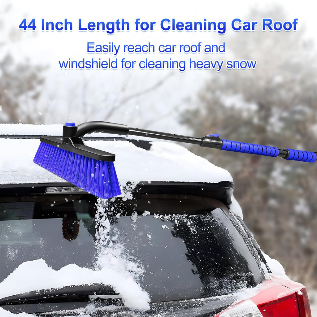 Telescopic Ice Scraper & Snow Brush 3-in-1 – Car Brush with 360° Rotating Head & Ergonomic Handle Blue