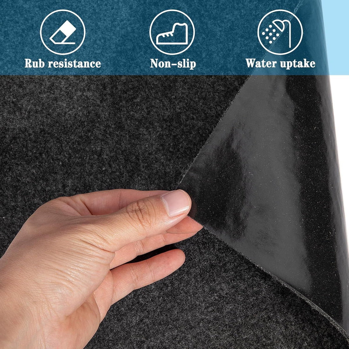 Boat Trailer Bunk Carpet Roll, Felt Marine Padding with Anti Slip PE Backing, Black 20 Ft x 8 In