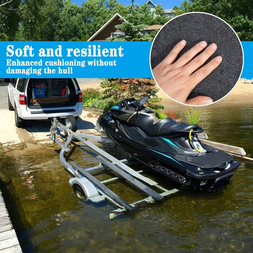Boat Trailer Bunk Carpet Roll, Felt Marine Padding with Anti Slip PE Backing, Black 20 Ft x 8 In