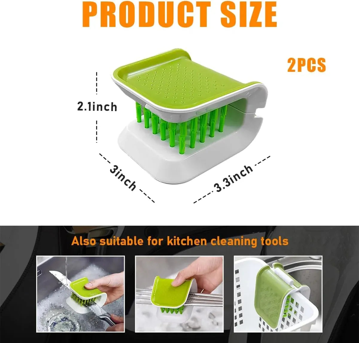 2 Pcs Car Seat Belt Cleaning Brushes, Double Sided U Shaped Cleaner Tools for Interior Detail, Green