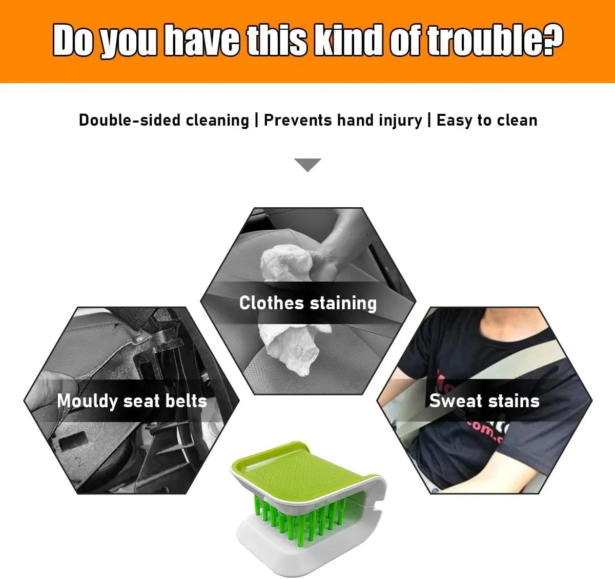 2 Pcs Car Seat Belt Cleaning Brushes, Double Sided U Shaped Cleaner Tools for Interior Detail, Green