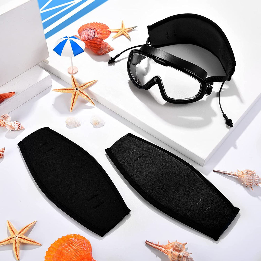 3 Pack Neoprene Diving Mask Strap Covers, Hair Protector Wraps for Snorkeling, Black 7.5 x 3.5 In