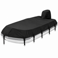 Trailerable 600D Oxford Pontoon Boat Cover, Comes with Separate Universal Outboard Motor Hood, Waterproof UV‑Resistant Boat Cover for Outdoor Storage & Mooring (22-24FT(872*460cm))