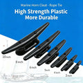 6 pcs Nylon Boat Cleat 3-10 Inch, Marine Horn Dock Cleat, Black Plastic Mooring Cleat for Yacht, Fishing Boat, Sailboat, Rubber Boat, Dock Tie Rope Accessories