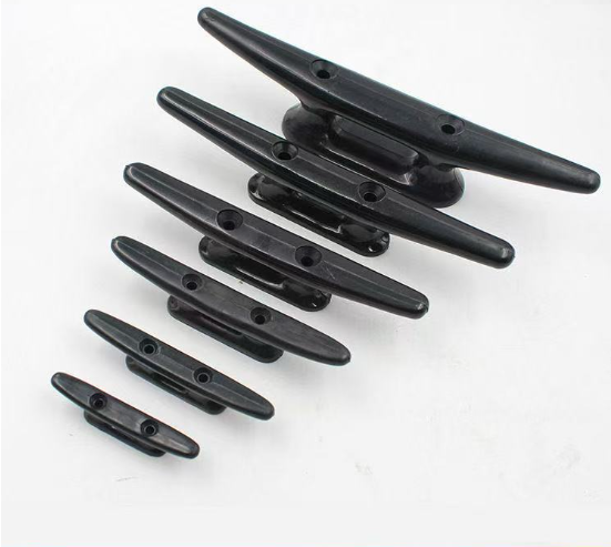 6 pcs Nylon Boat Cleat 3-10 Inch, Marine Horn Dock Cleat, Black Plastic Mooring Cleat for Yacht, Fishing Boat, Sailboat, Rubber Boat, Dock Tie Rope Accessories