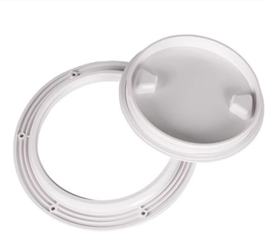 4-Piece Set Marine ABS Deck Access Hatch – Round Screw-In Inspection Port – Waterproof Deck Cover for Yachts and RVs – 197 x 161mm – White