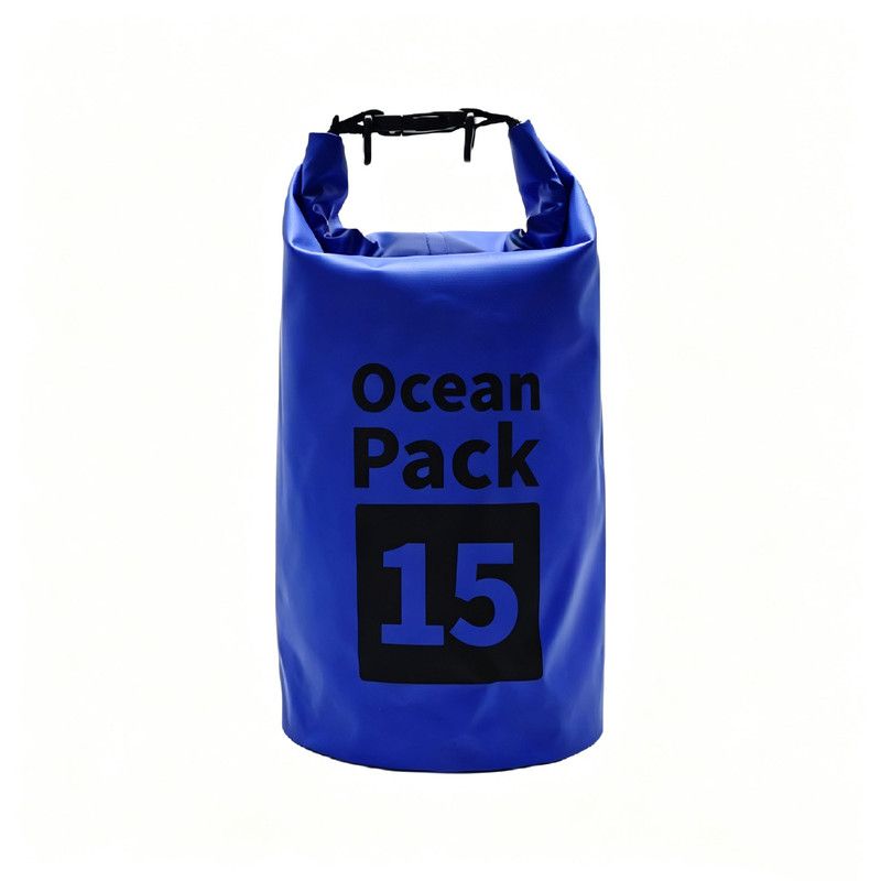 Ocean Pack Waterproof Dry Bag, 15L Double Shoulder Strap, 500D PVC Waterproof Sack for Kayaking, Swimming, Fishing, Camping, Outdoor Travel, Floating Dry Storage Bag(Blue)