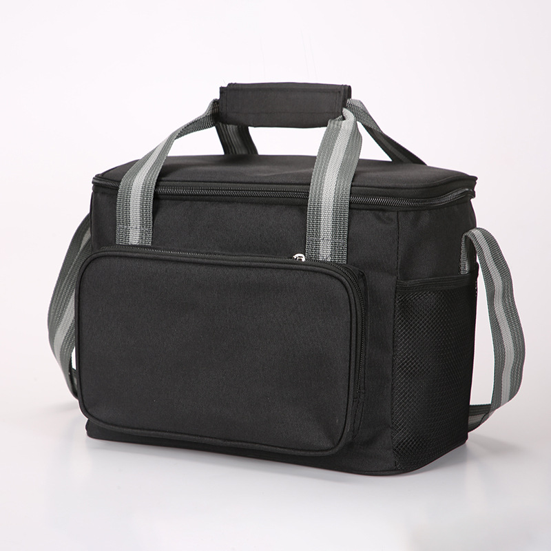 15L Oxford Thermal Lunch Bag, Portable Leakproof PEVA Liner Tote Bag, Waterproof Outdoor Picnic Camping Beach Lunch Cooler Bag for Food Storage, Keep Warm & Cold(Black,)