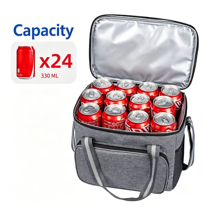 15L Oxford Thermal Lunch Bag, Portable Leakproof PEVA Liner Tote Bag, Waterproof Outdoor Picnic Camping Beach Lunch Cooler Bag for Food Storage, Keep Warm & Cold(Black,)