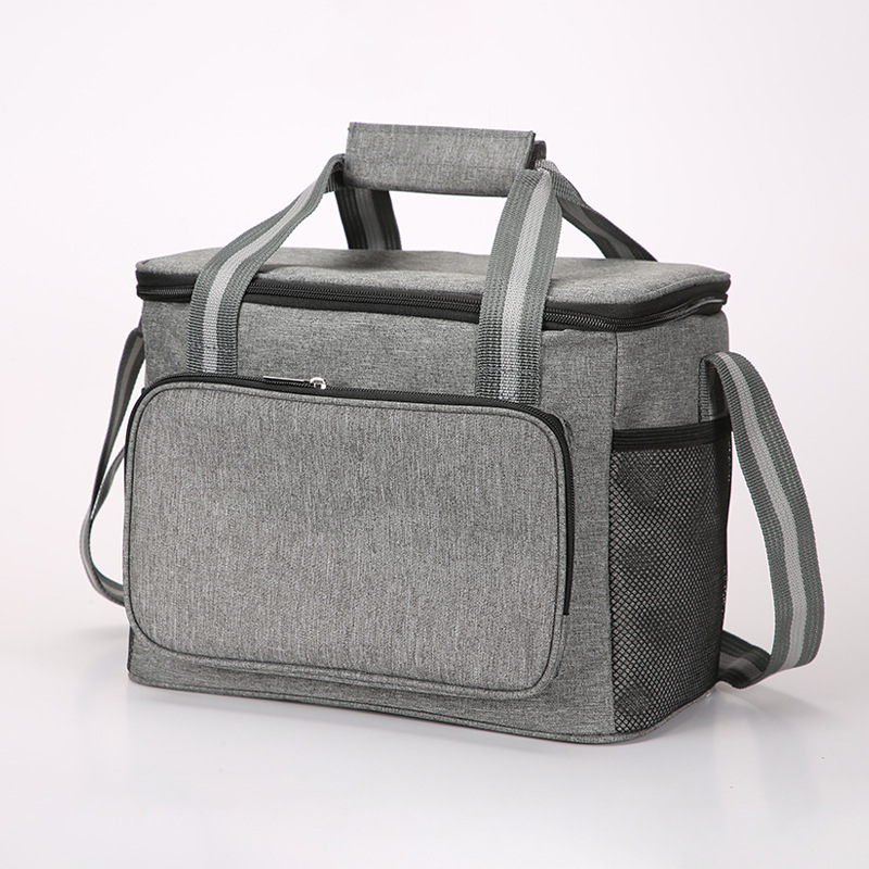15L Oxford Thermal Lunch Bag, Portable Leakproof PEVA Liner Tote Bag, Waterproof Outdoor Picnic Camping Beach Lunch Cooler Bag for Food Storage, Keep Warm & Cold(gray)