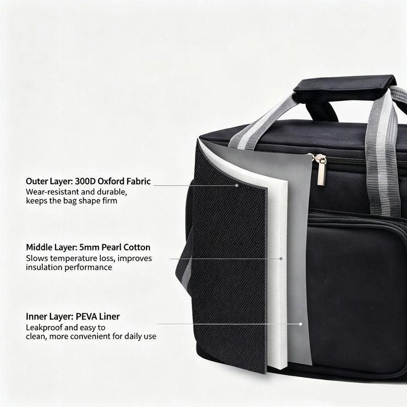 15L Oxford Thermal Lunch Bag, Portable Leakproof PEVA Liner Tote Bag, Waterproof Outdoor Picnic Camping Beach Lunch Cooler Bag for Food Storage, Keep Warm & Cold(gray)