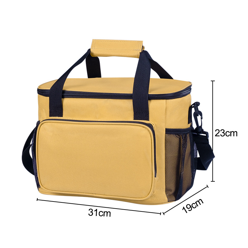 15L Oxford Thermal Lunch Bag, Portable Leakproof PEVA Liner Tote Bag, Waterproof Outdoor Picnic Camping Beach Lunch Cooler Bag for Food Storage, Keep Warm & Cold(yellow)