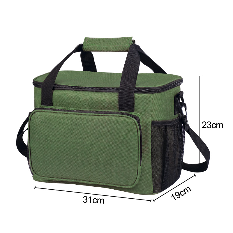 15L Oxford Thermal Lunch Bag, Portable Leakproof PEVA Liner Tote Bag, Waterproof Outdoor Picnic Camping Beach Lunch Cooler Bag for Food Storage, Keep Warm & Cold(military green)
