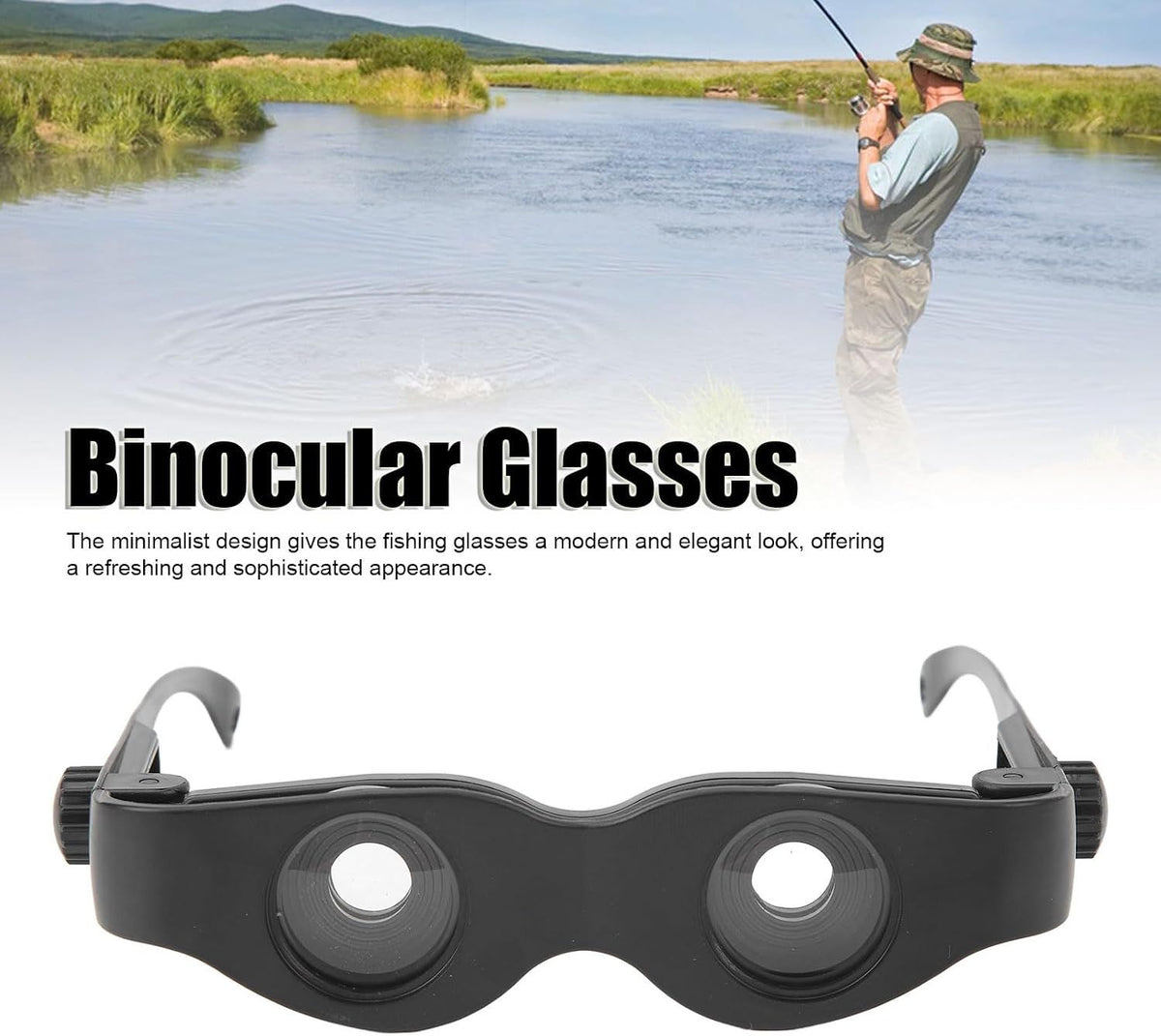 Hands-free binocular glasses for fishing—portable, adjustable-focus, dual-lens eyewear suitable for fishing, birdwatching, watching TV, and sports; offers high-definition clarity.