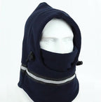 Adjustable Fleece Balaclava With Reflective Safety Strip | Neck Warmer | Windproof | UV Protection | Ski Mask | Scooter Mask | Winter Mask | Winter Hat | Dark Blue