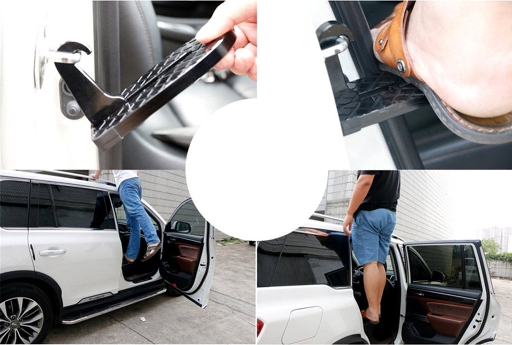 Car Roof Box Step | Door Step | Bike Carrier | Roof Rack | Includes Safety Hammer | Universal | Aluminum | Black