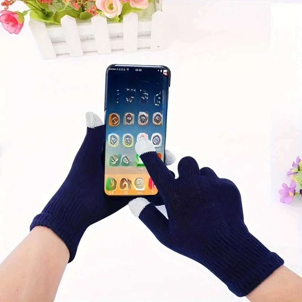 Touchscreen Gloves | Mittens | Touch Tip Gloves | Scandinavian Pattern | Unisex | For Adults | One Size | Blue