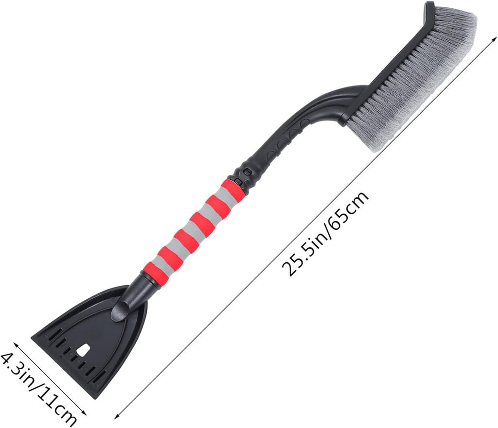 Snow Brush for Car - Two-in-One Ice Scraper - 25'' Ergonomic Handle - Winter Car Accessory