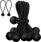 30 elastic cords, 10 cm long - with ball joints - black - sturdy rubber tensioners - for securing tarpaulins, camping tents, luggage cables, and awnings.