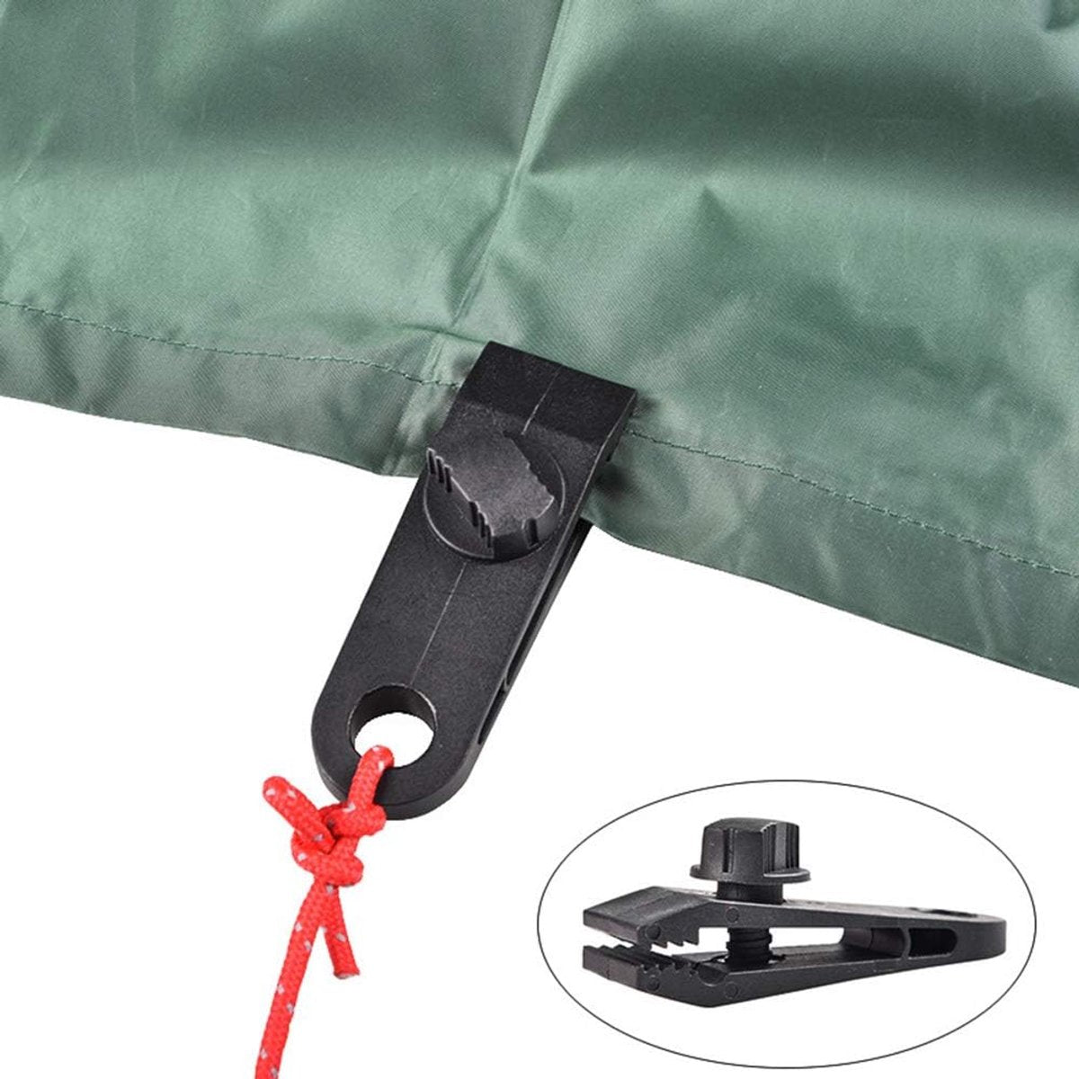 Tarp Clips & Bungee Cords 10-piece – Heavy Duty, for tents/banners (black)